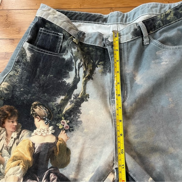 Trendy da Vinci Oil Painting Fine Art High Rise Baggy Denim Jean Pants - Picture 10 of 14